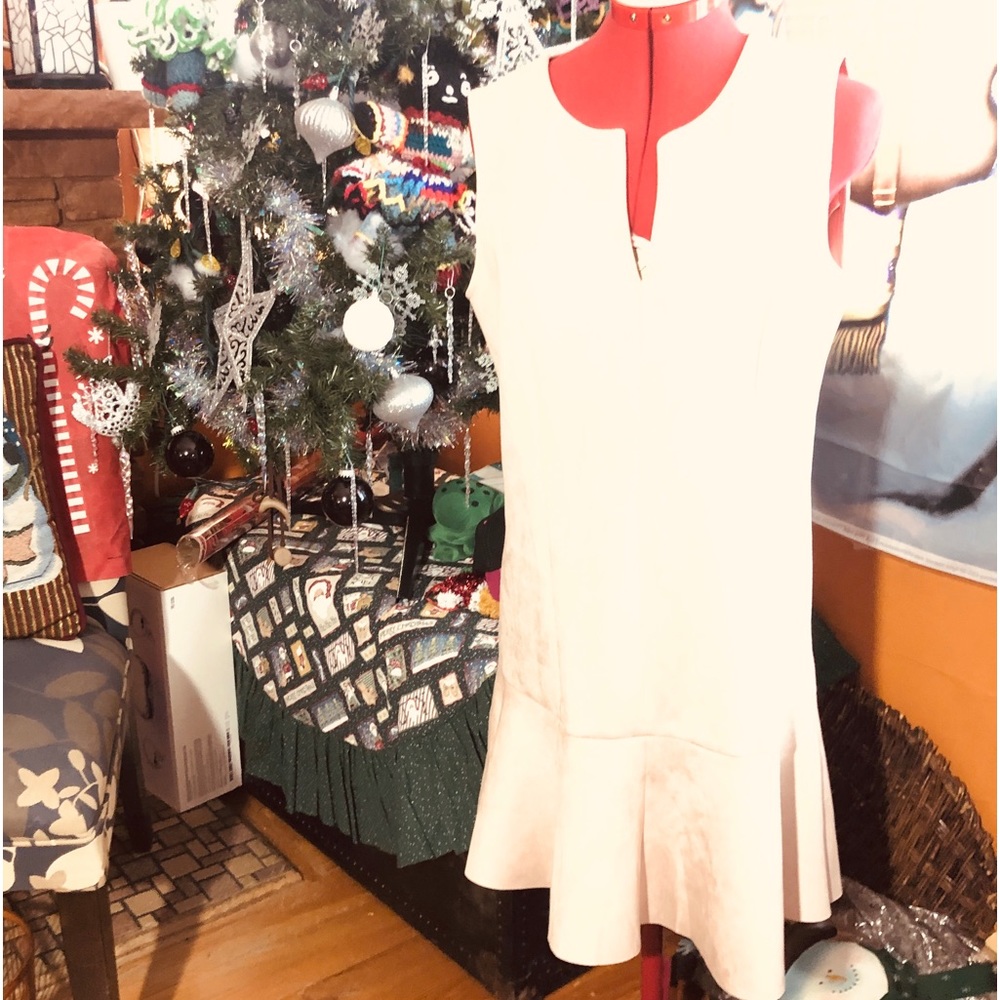 BBCBGMaxazria Faux Suede Flounce Blush Sleeveless Dress Size S